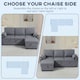 image 4 of HOMCOM Corner Sofa Bed, L Shaped Sofa with Storage Chaise, USB Ports | Grey | Grey | 205W x 136.5D x 85H cm