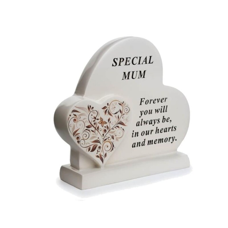 Double Hearts Floral Plaque 18x17cm - Mum  DF19150-E