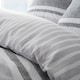 image 3 of Textured Banded Stripe Reversible Duvet Cover Set | Grey | Charcoal Grey