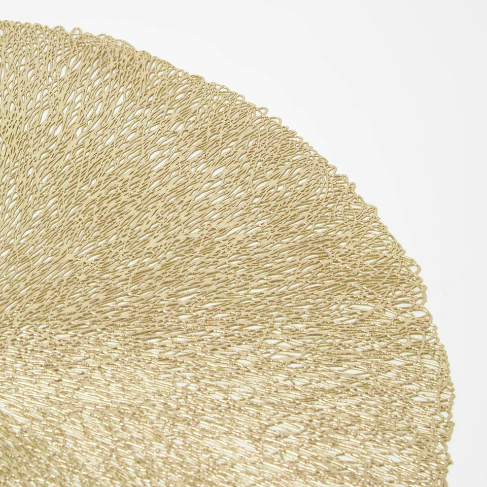 image 1 of Homescapes Set of 4 Round Decorative Gold Placemats