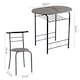image 5 of Kitchen Breakfast Bar Small Dining Table and 2 chairs Set with Metal frame -Black