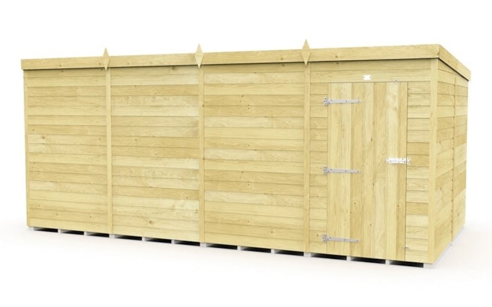 image 1 of 16 x 8 Feet Pent Shed - Single Door Without Windows - Wood - L231 x W474 x H201 cm | Brown