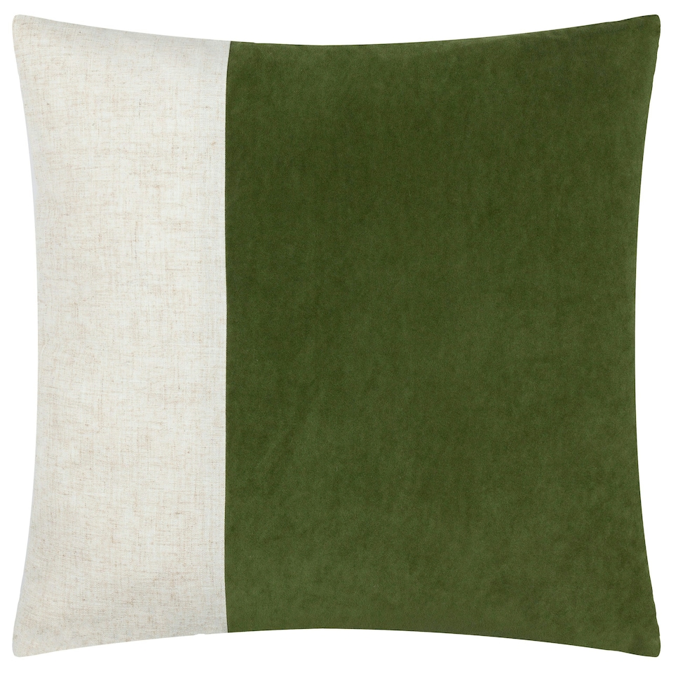 image 1 of Yard Morden Soft-Washed Velvet Olive Filled Cushion 50 x 50 cm Multi