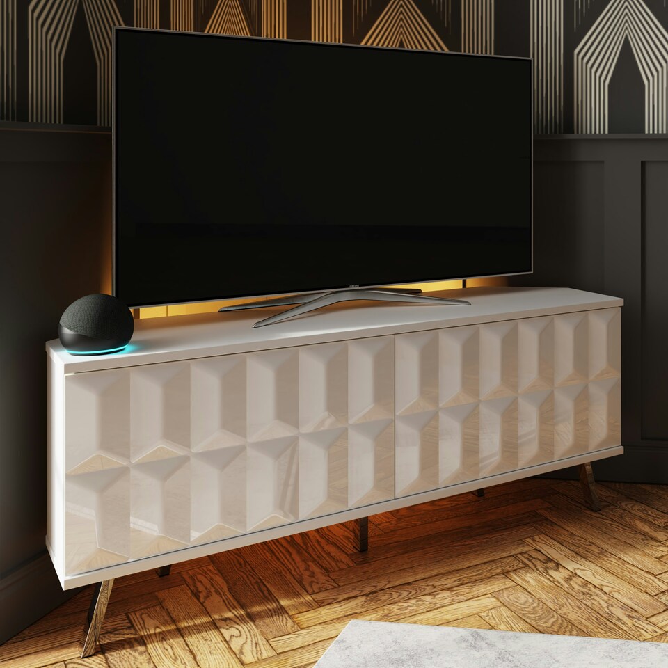 image 1 of Frank Olsen Elevate 1200 Corner Tv Cabinet White | White