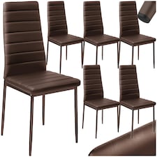Dining Chairs - high backrest, padded, synthetic leather  - Set of 6 Brown | Cappuccino