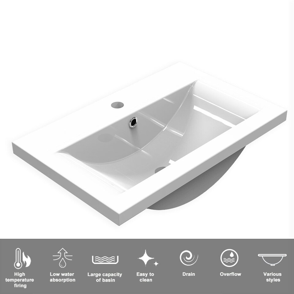 image 1 of AICA 600mm White Bathroom Vanity Unit With Basin Double Door Floor Standing Design Flat Packed