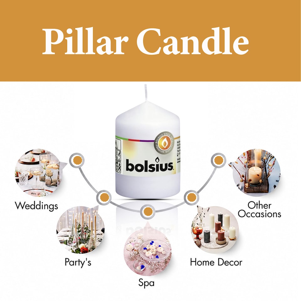 image 1 of Bolsius Pillar Candle Decorative Home Decor Round Candle Unscented White