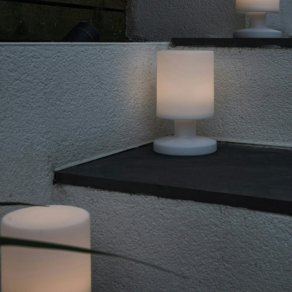 image 1 of ValueLights LED Colour Changing IP44 Rated Outdoor White Rechargeable Table Lamp Warm White