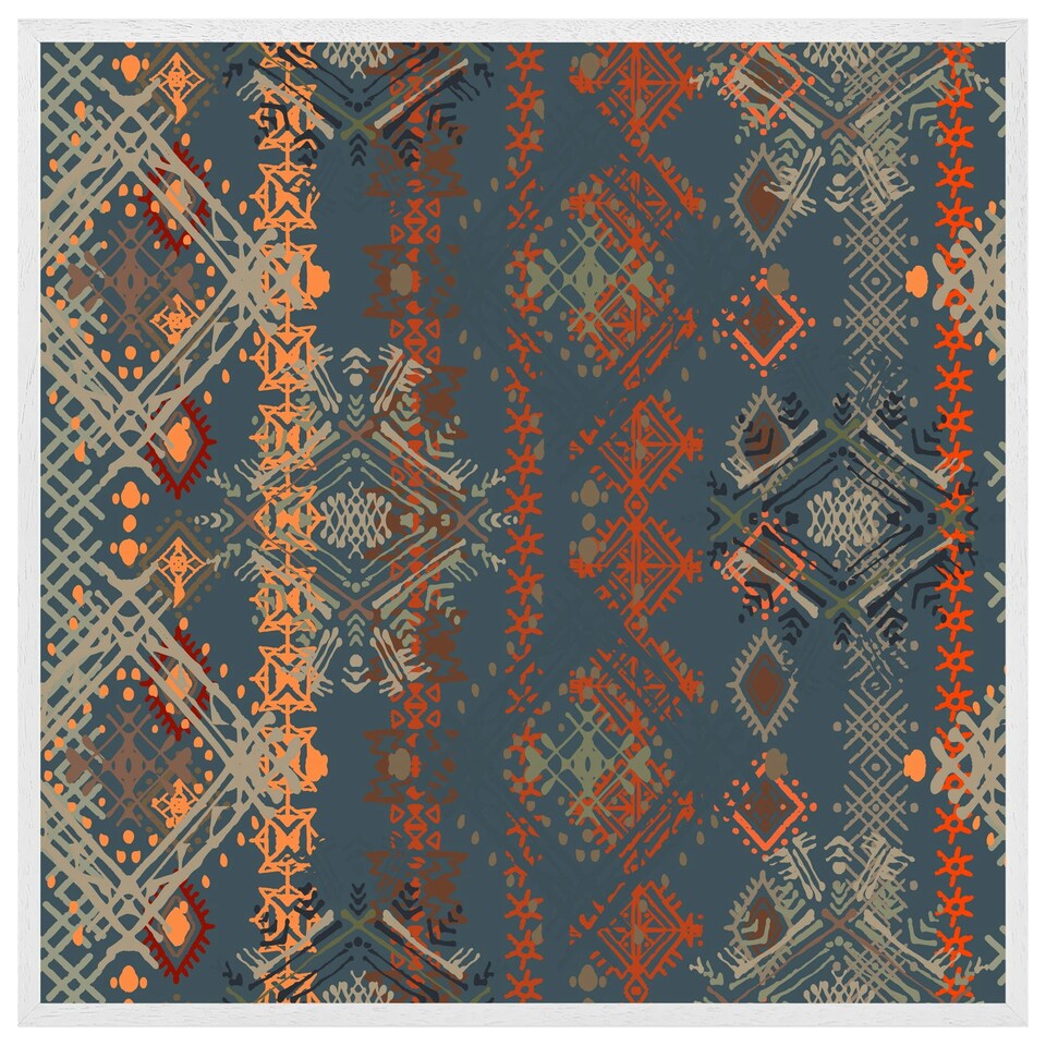 image 1 of Ethnic boho distressed pattern (Picutre Frame) White | XS