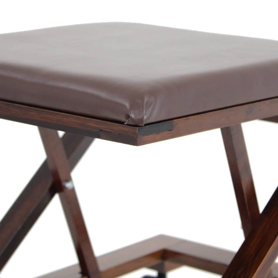 image 1 of Folding Leather Cushion Padded Footstool Foot Rest