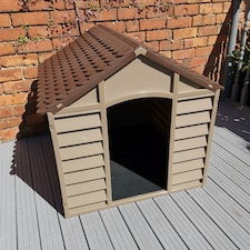 Large Plastic Dog Kennel / House in Brown – 86cm x 84cm x 82cm