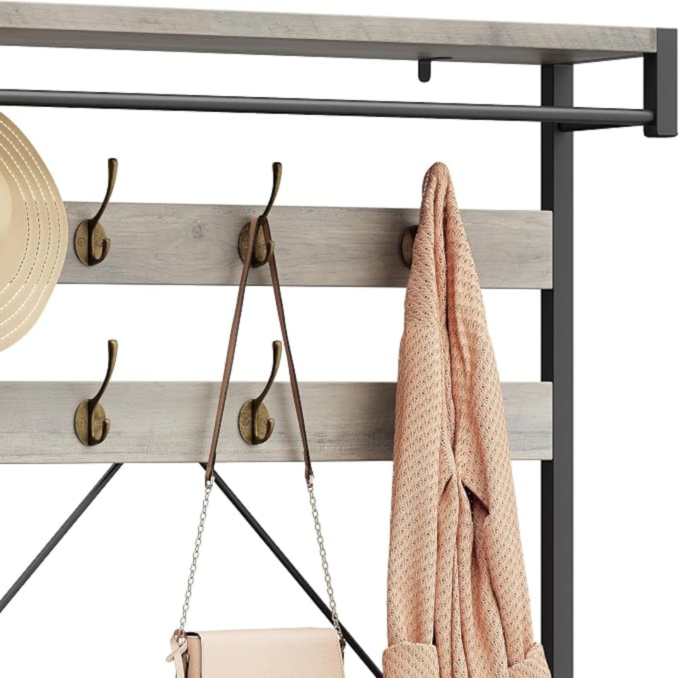 image 1 of London Boutique Hall Tree with Bench & 2-Tier Shoe Rack 102x40x183cm