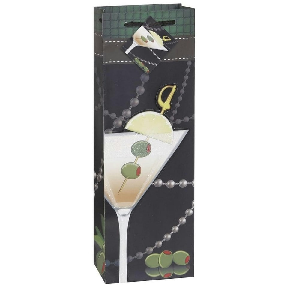 Unique Party Martini Glass Wine Bag - Black - One Size