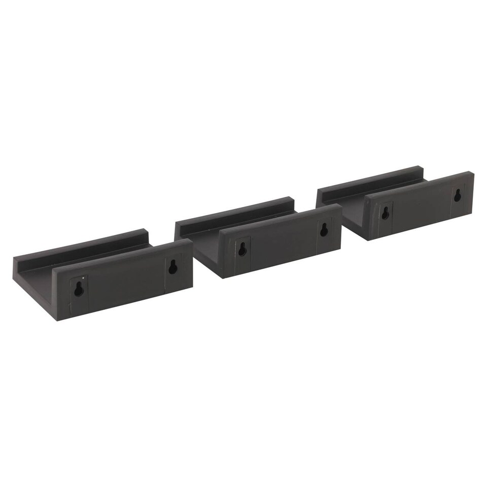 image 1 of 3 Piece Floating Wall Shelf Set | Black | Black & Set of 6 | 6