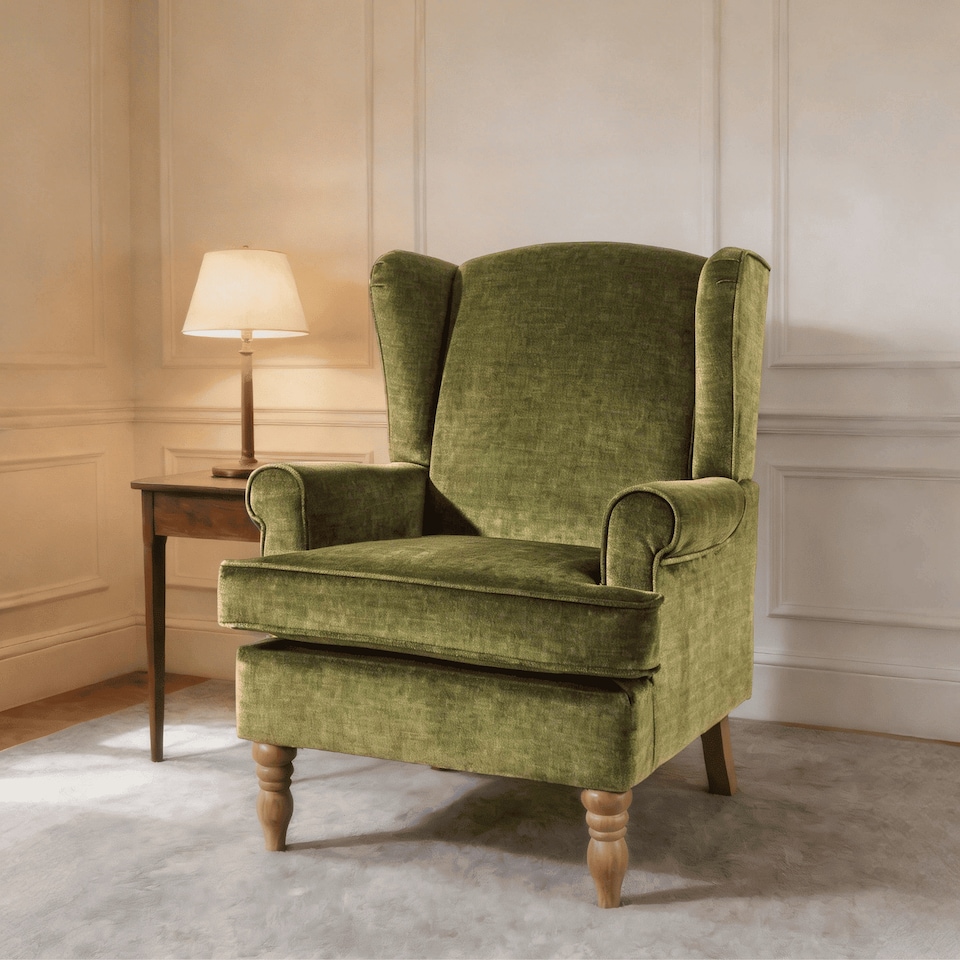 image 1 of Helena Wingback Armchair Occasional Sofa Modern Accent Chair Seating | Green | Green