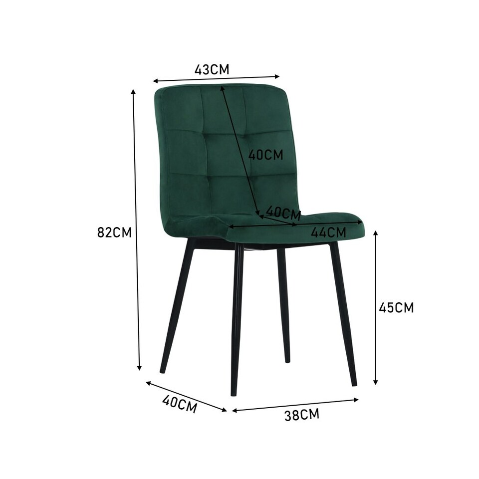 image 1 of Living and Home Set of 4 Modern Frosted Velvet Dining Chairs with Metal Legs - Green