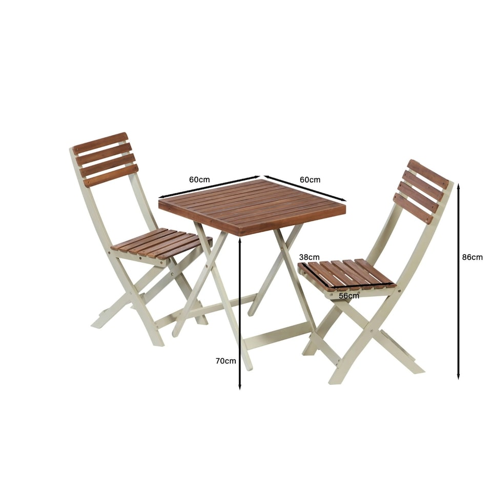image 1 of Greenhurst Burley Two-Tone Hardwood Bistro Set – Foldable Table & 2 Chairs for Garden or Patio