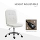image 4 of Vinsetto Armless Office Chair, Faux Leather Desk Chair with Adjustable Height, Button Tufted, White