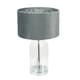 image 4 of ValueLights Jessy Glass with Silver Table Lamp with Grey Velvet with Chrome Inner Lamp Shade and LED Bulb