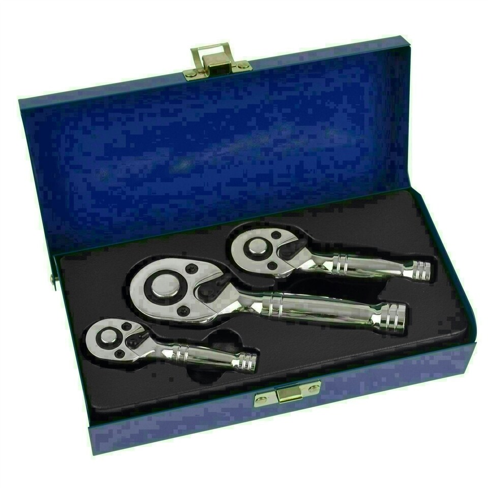 image 1 of Stubby Ratchet 1/4" 3/8" 1/2" drive 72 Teeth Quick Release Socket Driver TE769