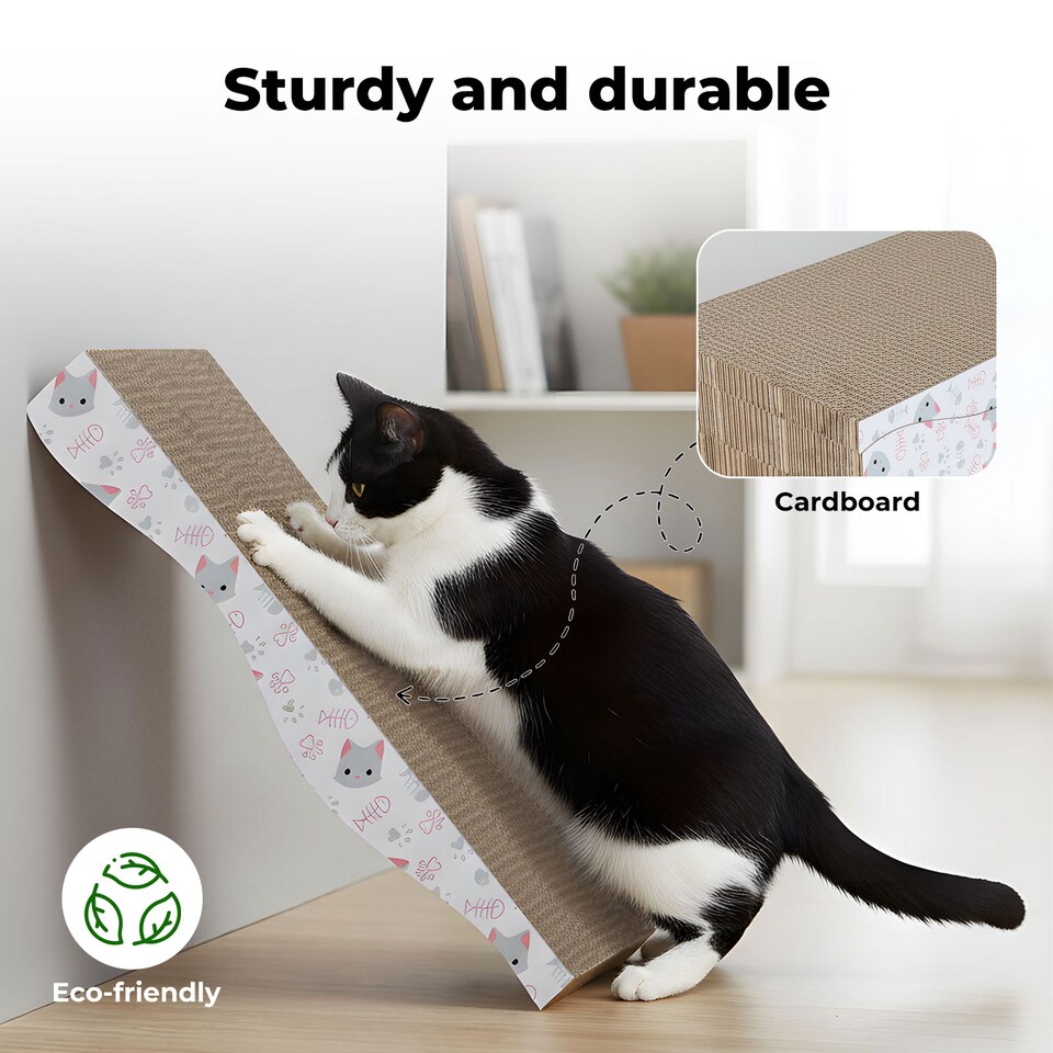 image 1 of Skylos 4PCS Cardboard Scratcher Scratching Lounge Pad Cat Scratching Board