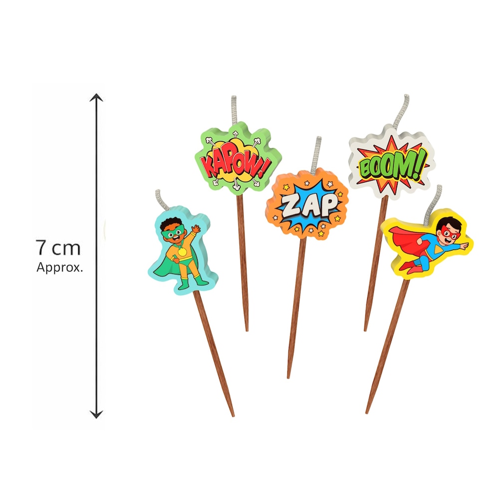 image 1 of Kids Comic Superhero Birthday Candles Set