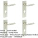 image 2 of 4 PACK Satin Nickel Door Handle with Backplate for Bathrooms - Solid Brass Interior Handle