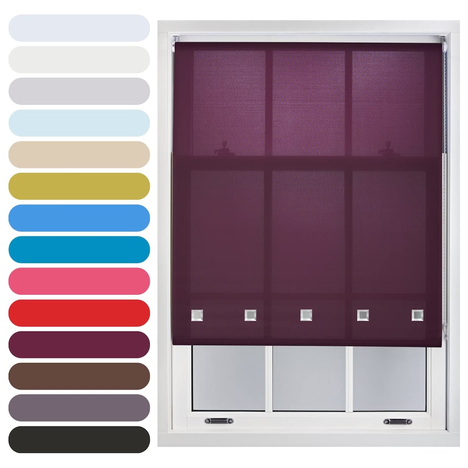 image 1 of FURNISHED Roller Blinds Daylight Square Eyelet Light Filtering Easy Fit Trimmable Window Shade | Purple | Aubergine