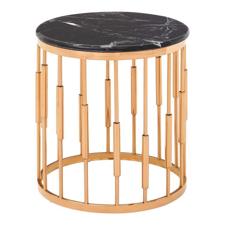 image 1 of Interiors By Premier Functional Round Copper Finish Side Table, Luxury Modern Side Table For Livingroom, Sturdy Bedside Table Multi