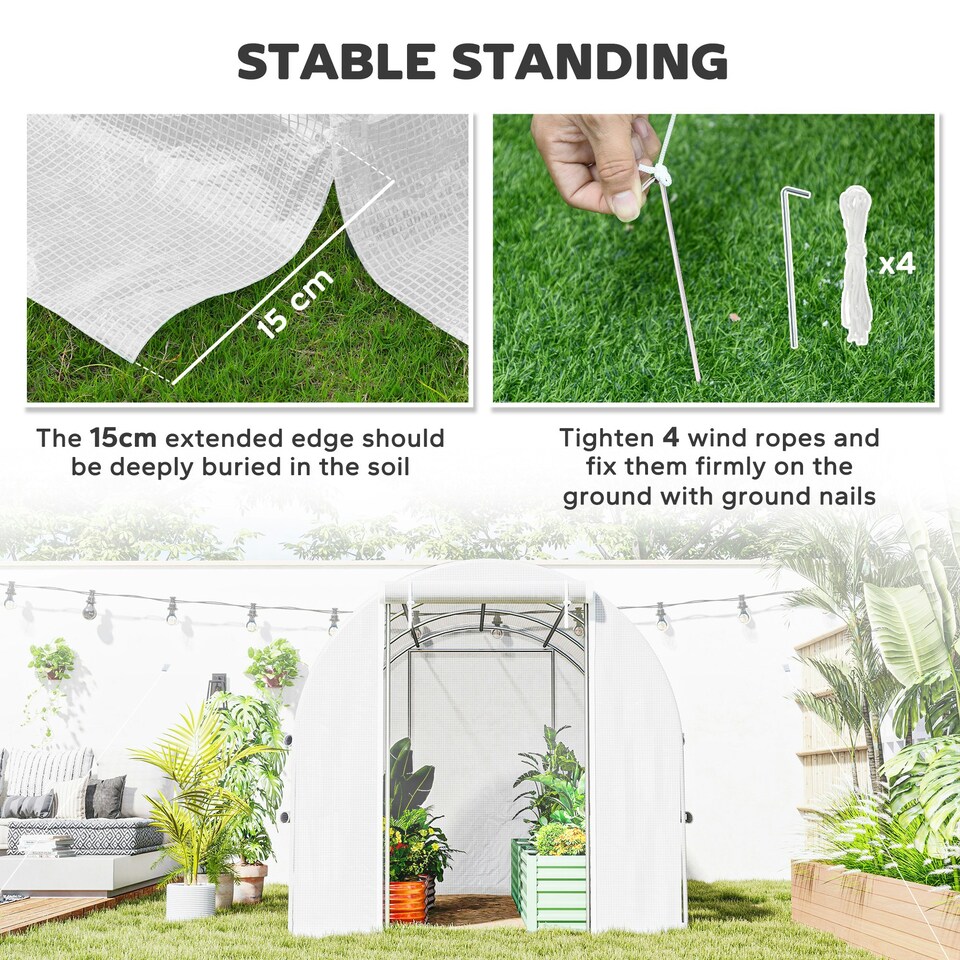 image 1 of Outsunny 3 x 2 x 2m Polytunnel Green House w/ UV-resistant PE Cover, Green