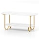 image 1 of COSTWAY Faux Marble Top Coffee Table 2-tier Tea Table White