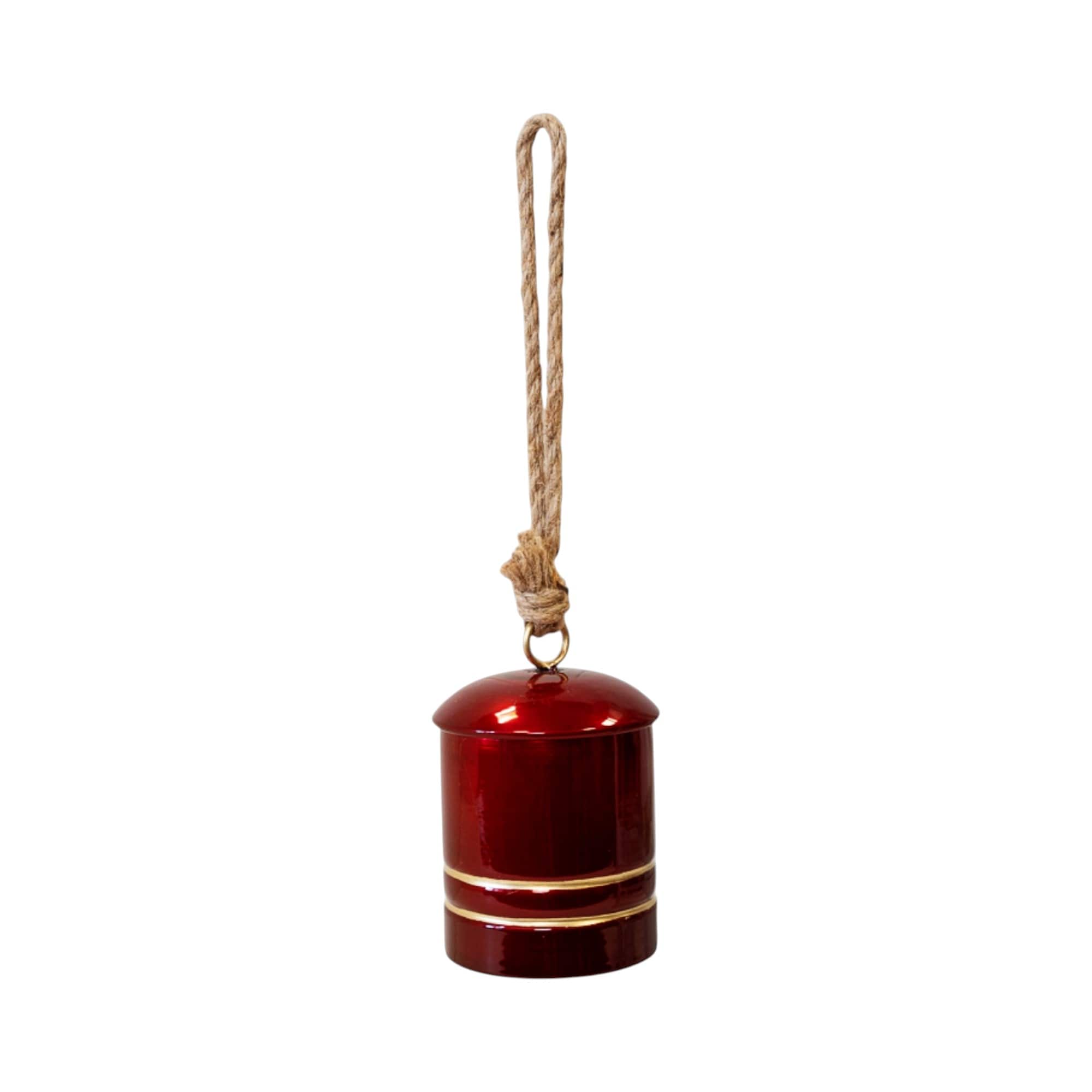 Four Candle Glossy Red Metal Cowbell Hanging Decoration