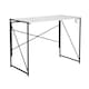 image 1 of Folding Compact Desk Storage Hook Wood Metal Office Computer Table Workstation White