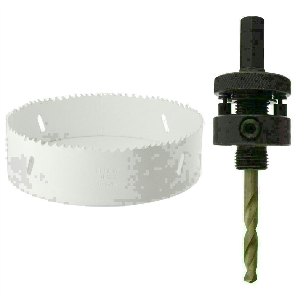 image 1 of 152mm HSS Hole Saw Holesaw Bi-Metal Blade Cutter Drill And Drill Adaptor Arbor