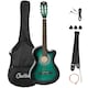 image 1 of HOMCOM Beginner Acoustic Electric Cutaway Guitar Adult Junior Guitar, Green | Green | Dark Green | 38 inch