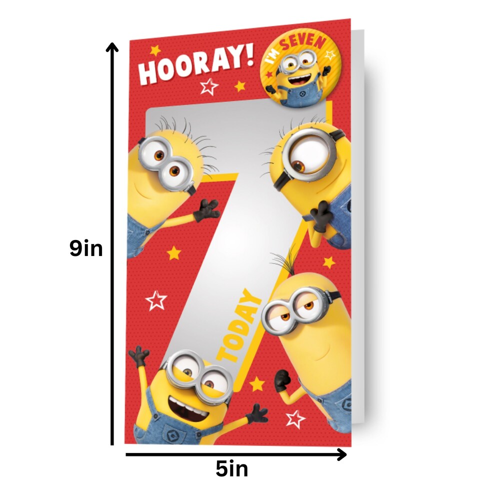 image 1 of Despicable Me Minions Age 7 Birthday Card with Badge
