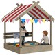 image 1 of Outsunny Sand Pit with Canopy, Blackboard, Toys, Sink, Seats, Flags for Kids