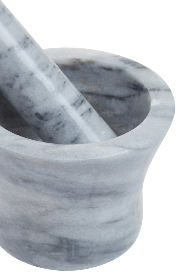 image 1 of Interiors By Premier Salerno Grey Marble Curved Mortar and Pestle, Durable 250ml Marble Grinder for Kitchen, Non-Porous