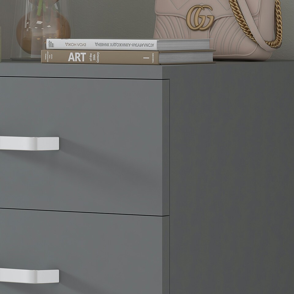 image 1 of FWStyle Tunis 5 Drawer Tallboy Slim Chest Of Drawers - Matt Grey