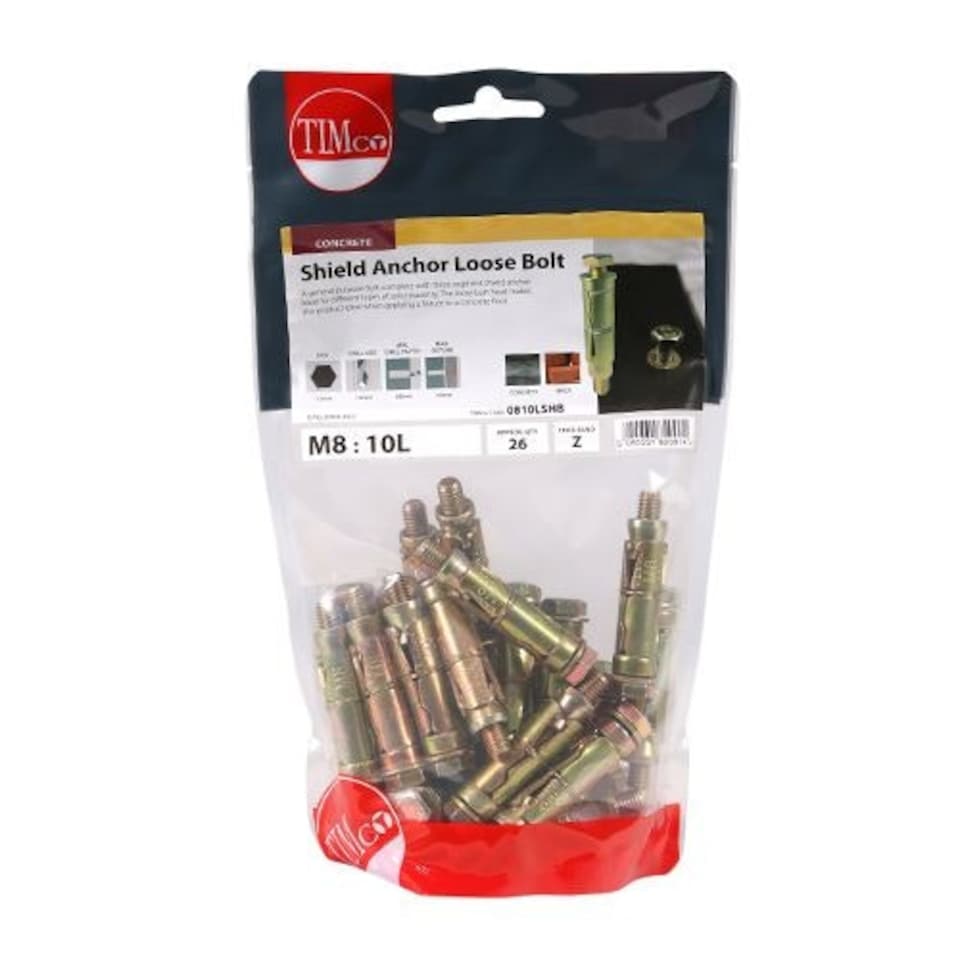 image 1 of Timco - Shield Anchor Loose Bolts - Yellow (Size M8:10L (M8 x 60) - 26 Pieces)