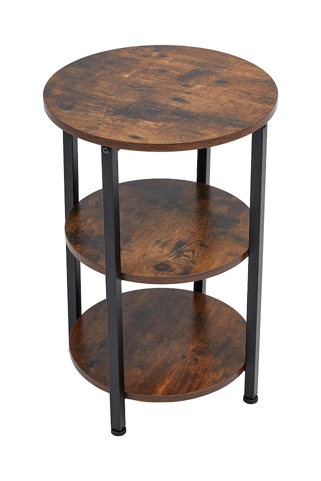 image 1 of Living and Home Vintage Wooden Side Table 3 Tiers - 40 x 40 x 60cm H | Brown