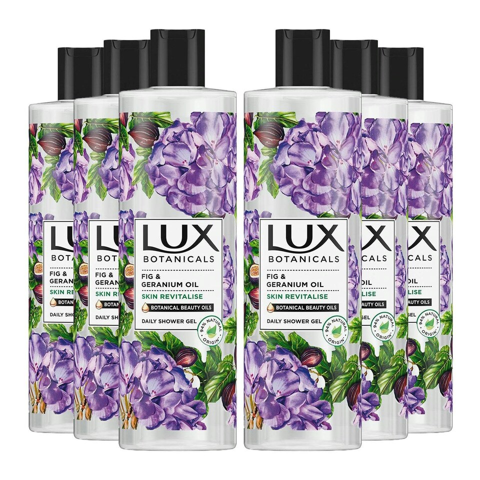 image 1 of Lux Botanicals Daily Shower Gel Fig & Geranium Oil Skin Revitalise 6x500Ml