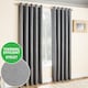 image 1 of Enhanced Living Vogue Grey Silver 90 x 54 inch (229x137cm) Eyelet Thermal Noise reducing Dim Out Curtains (PAIR)