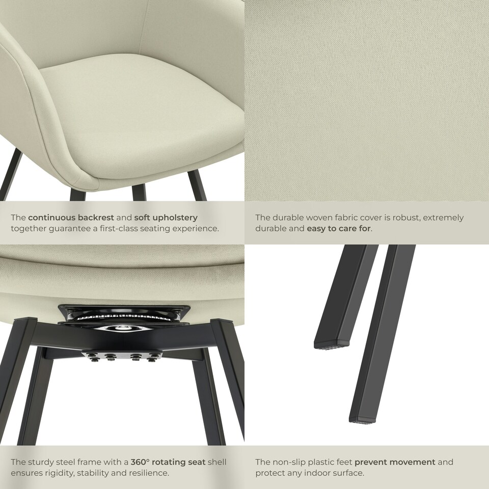 image 1 of Dining Chair Alicon - swivel armchair with padding and continuous backrest - Set of 2 Grey | Greige