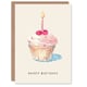 image 1 of Cute Pink Cry Candle Cupcake Watercolour Her Birthday Card