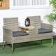 image 1 of Outsunny 2 Seat Rattan Garden Bench, Patio Wicker Chair with Glass Tea Table, Outdoor Love Seat with Padded Cushions, for Garden, Porch, Mixed Grey/Grey