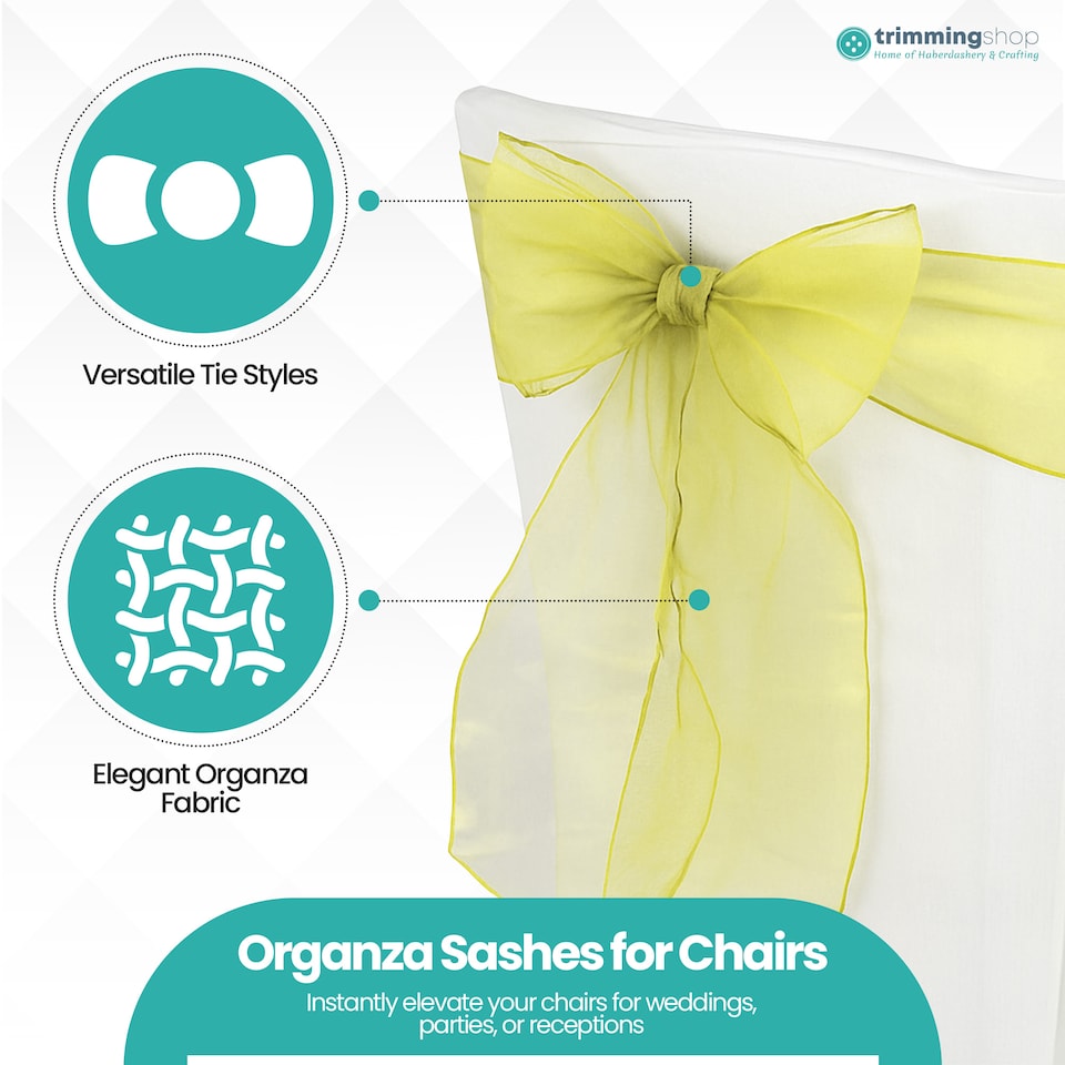 image 1 of 17 x 280cm Organza Chair Sashes, Sheer Sash Ties - 25pcs