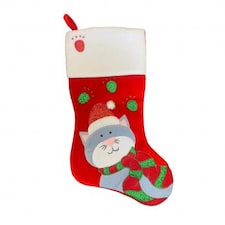 Gisela Graham Christmas Cat Design Felt Christmas Stocking