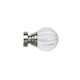 image 2 of 35mm Fixed Length Metal Curtain Pole Set Satin Silver Segmented Ball Finial 60cm