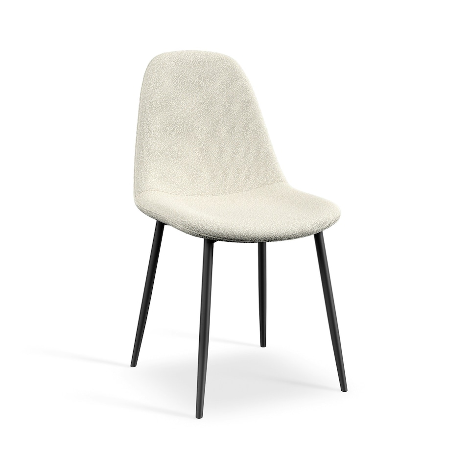 image 1 of Set Of 2 Maya Boucle Dining Chair Modern Padded Seat Metal Legs Kitchen White | Ivory White